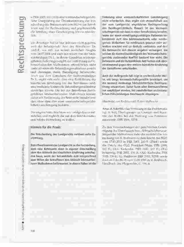 Vorschauseite 3: Zur vormundschaftsgerichtlichen Genehmigung des Abbruchs der künstlichen Ernährung