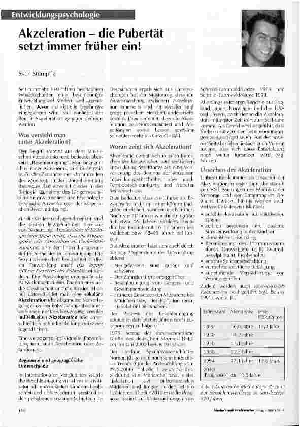 Vorschauseite 1: Entwicklungspsychologie - Akzeleration - die Pubertät setzt immer früher ein!