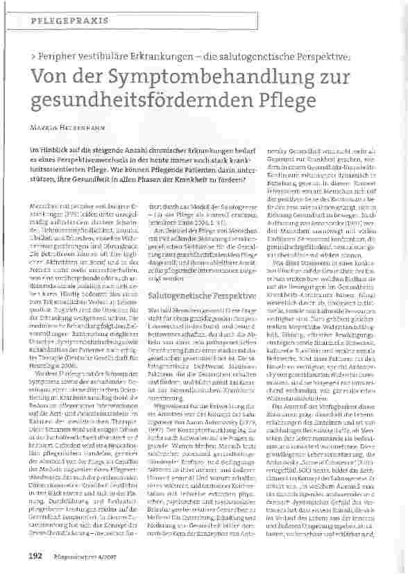 Vorschauseite 1: Von der Symptombehandlung zur gesundheitsfördernden Pflege