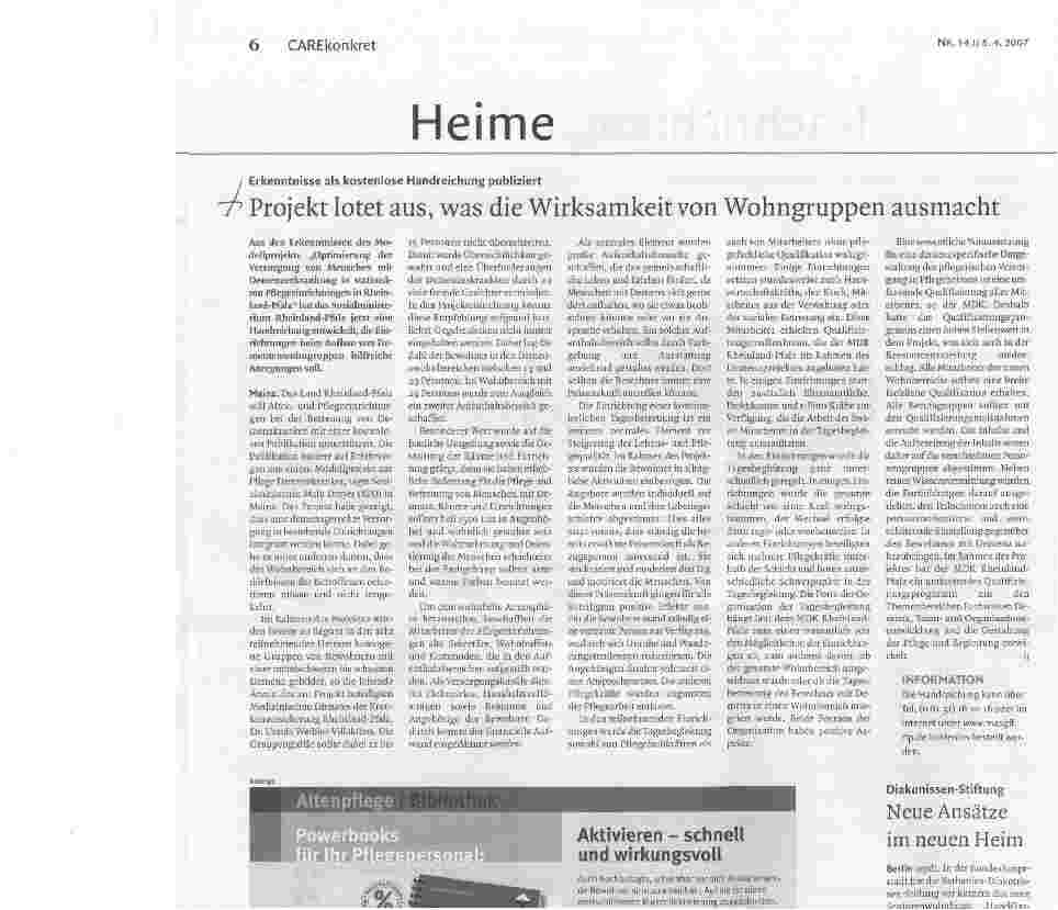Vorschauseite 1: Projekt lotet aus, was die Wirksamkeit von Wohngruppen ausmacht