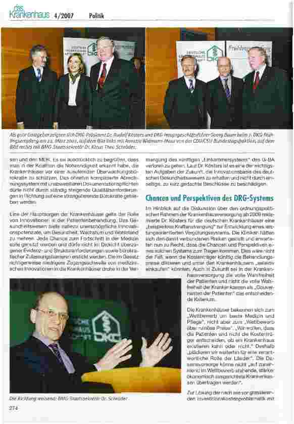 Vorschauseite 3: DKG-Frühlingsempfang 2007 - GKV-WSG - wie lange hält der Kompromiss?