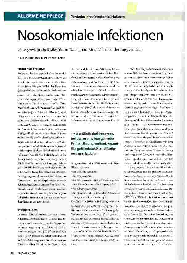 Vorschauseite 1: Nosokomiale Infektionen