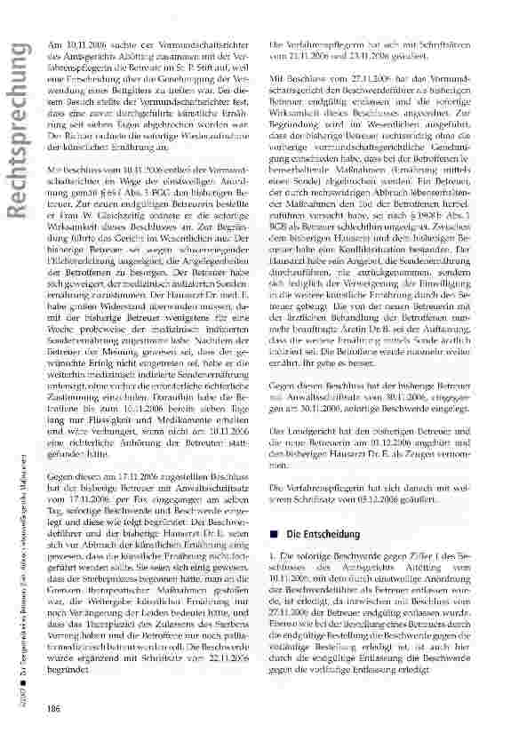 Vorschauseite 2: Zur Geeignetheit eines Betreuers (hier: Abbruch lebensverlängernder Maßnahmen)