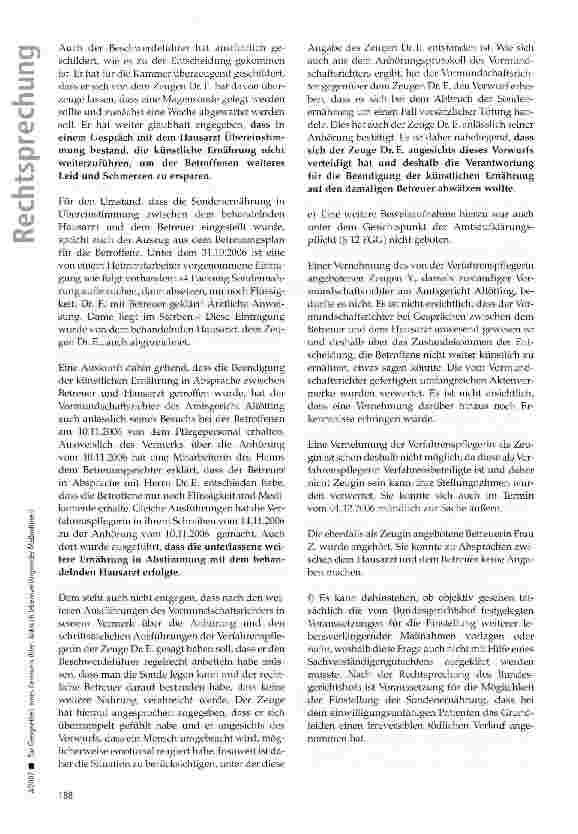 Vorschauseite 4: Zur Geeignetheit eines Betreuers (hier: Abbruch lebensverlängernder Maßnahmen)