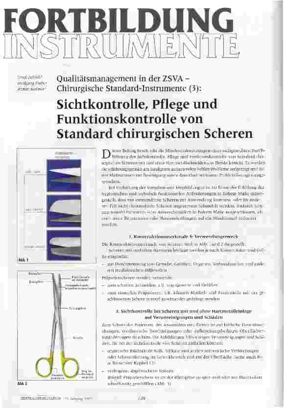 Vorschauseite 1: Sichtkontrolle, Pflege und Funktionskontrolle von Standard chirurgischen Scheren