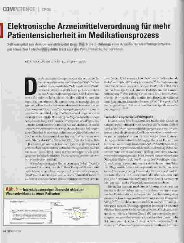 Vorschauseite 1: Elektronische Arzneimittelverordnung für mehr Patientensicherheit im Medikationsprozess