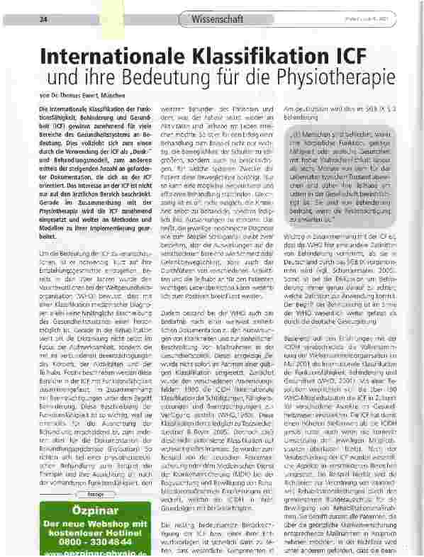 Vorschauseite 1: Internationale Klassifikation ICF und ihre Bedeutung für die Physiotherapie