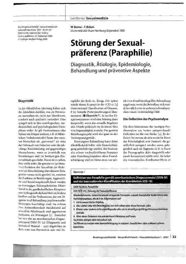 Vorschauseite 1: Störung der Sexualpräferenz (Paraphilie)