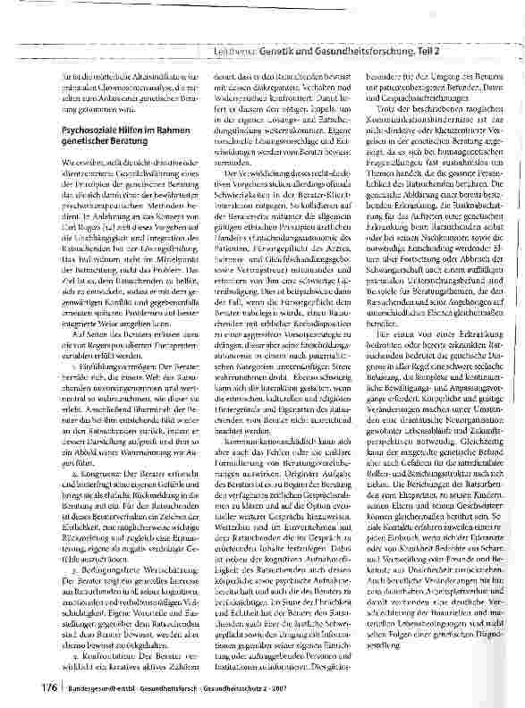 Vorschauseite 3: Kommunikation genetischer Risiken aus der Sicht der humangenetischen Beratung: Erfordernisse und Probleme