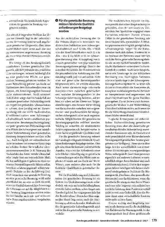Vorschauseite 6: Kommunikation genetischer Risiken aus der Sicht der humangenetischen Beratung: Erfordernisse und Probleme