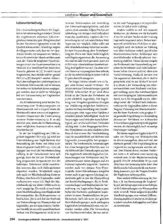 Vorschauseite 4: Legionellenuntersuchung bei der Trinkwasseranalyse