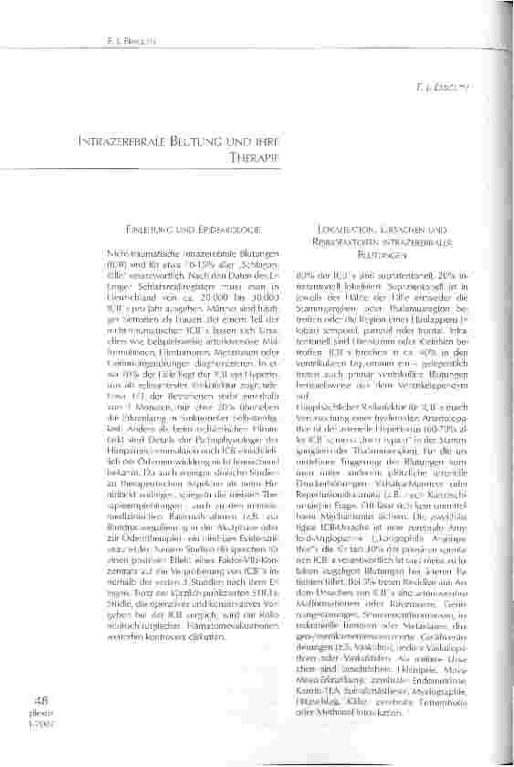 Vorschauseite 1: INTRAZEREBRALE BLUTUNG UND IHRETHERAPIE
