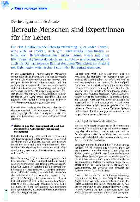 Vorschauseite 1: Betreute Menschen sind Expert/innen für ihr Leben
