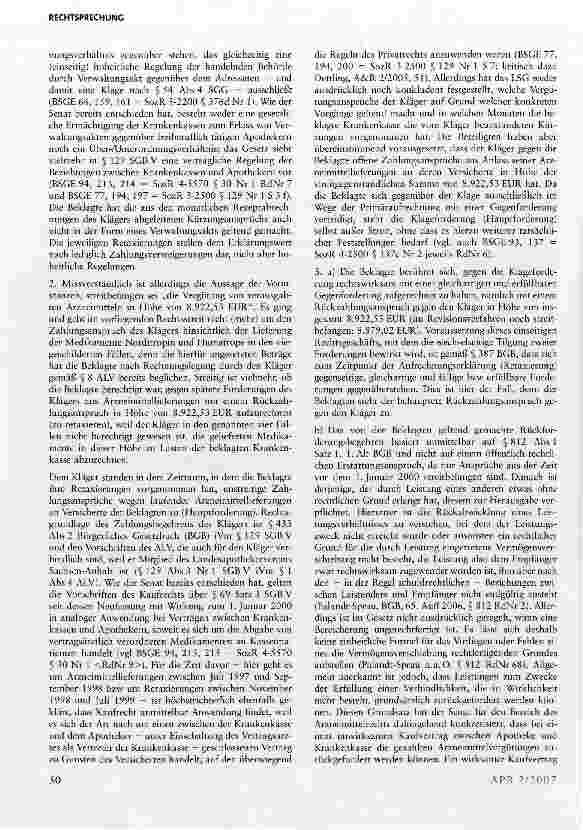 Vorschauseite 3: Kein Anspruch auf Vergütung gegen die Krankenkasse bei Abgabe vertragsärztlich verordneter Arzneimittel unter Verstoß gegen bundeseinheitlich vereinbarte Abgabevorschriften durch…