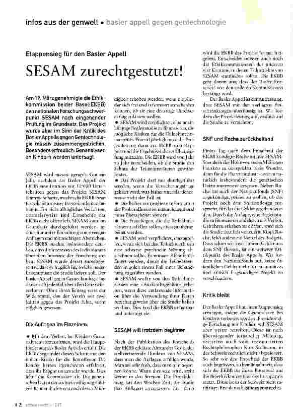 Vorschauseite 1: SESAM zurechtgestutzt!