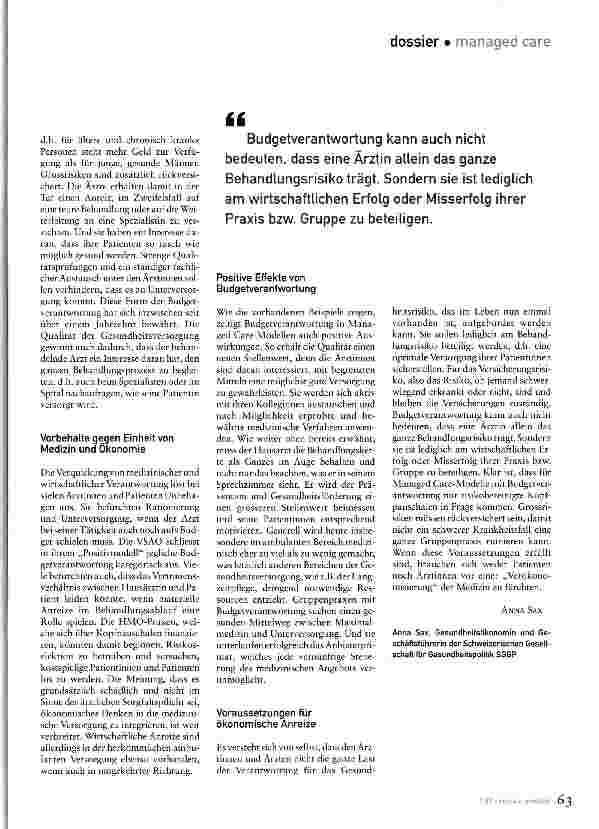 Vorschauseite 2: Managed Care und Budgetverantwortung