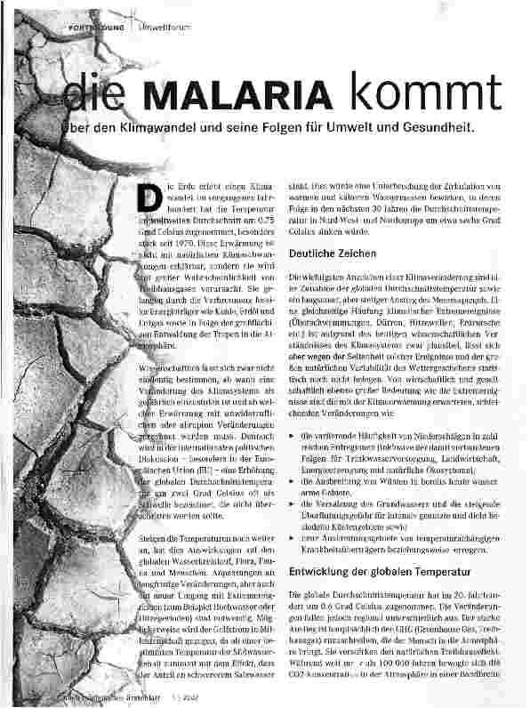 Vorschauseite 1: Die Malaria kommt
