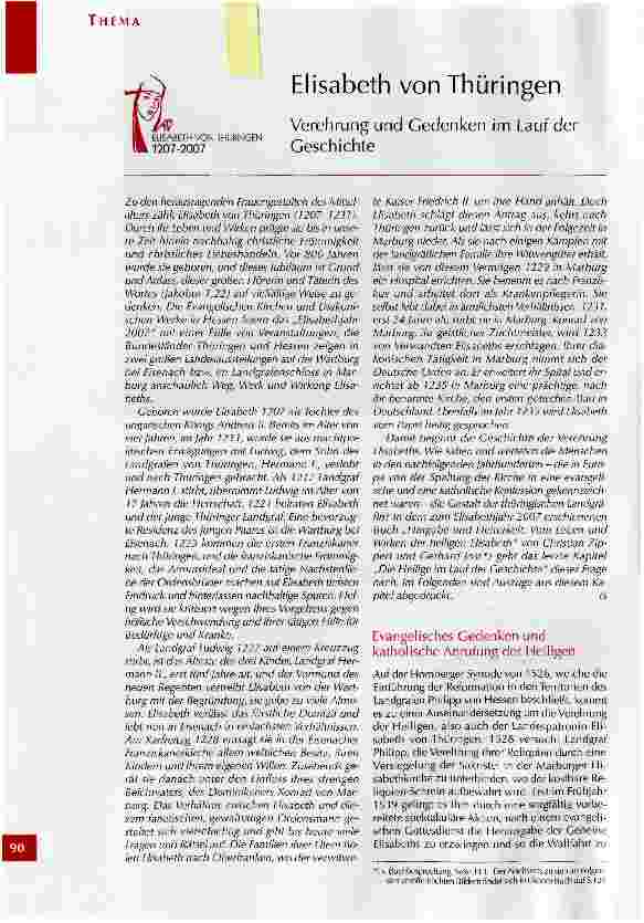 Vorschauseite 1: Elisabeth von ThüringenVerehrung und Gedenken im Lauf der Geschichte
