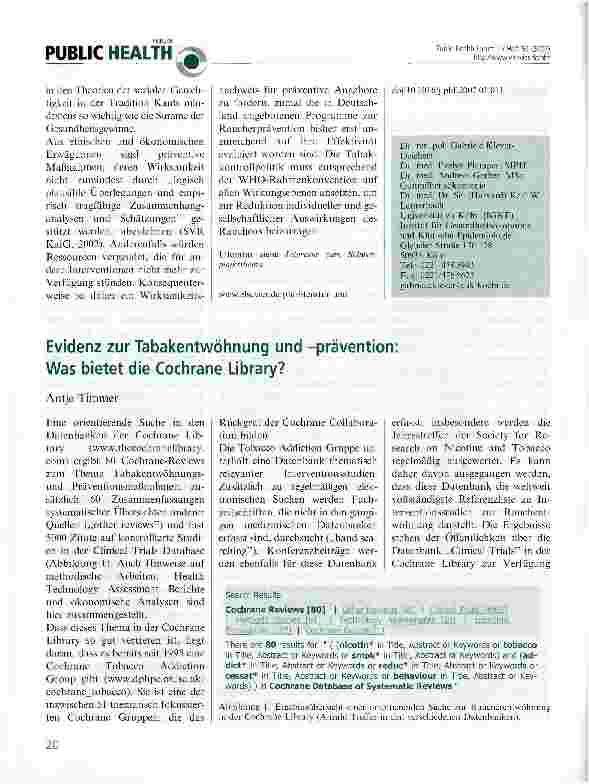 Vorschauseite 2: Tabakkontrolle zwischen Ökonomie und Ethik