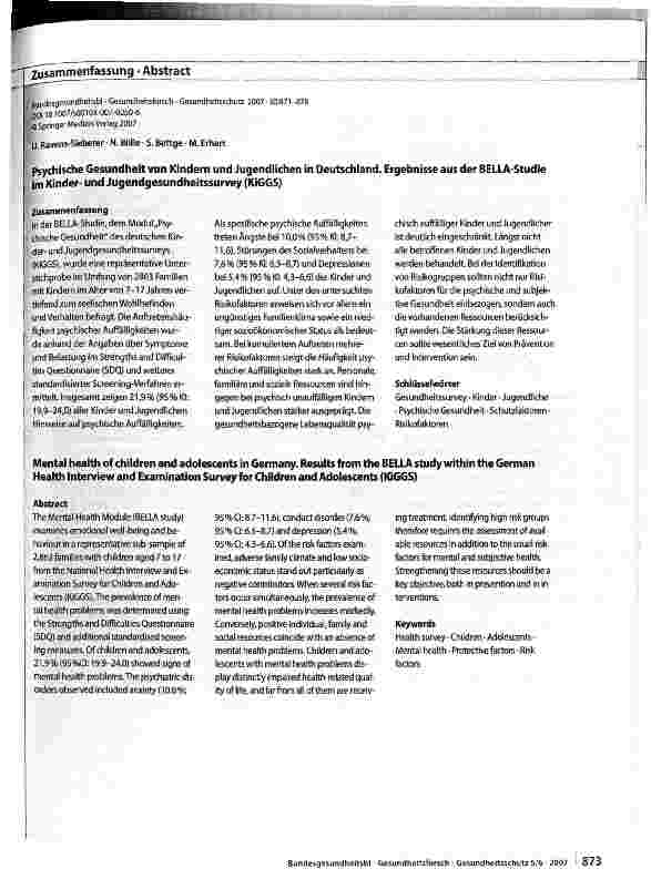 Vorschauseite 3: Psychische Gesundheit von Kindern und Jugendlichen in Deutschland