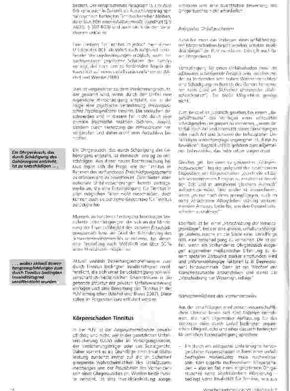 Vorschauseite 2: Invaliditätsgrade in der Bewertung von Tinnitus als Körperschaden in der privaten Unfallversicherung