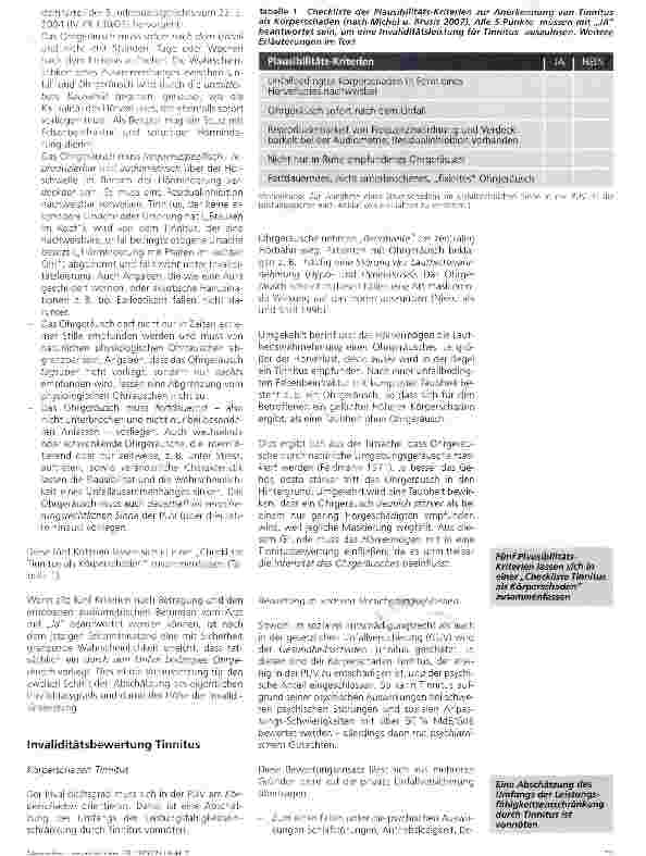 Vorschauseite 3: Invaliditätsgrade in der Bewertung von Tinnitus als Körperschaden in der privaten Unfallversicherung