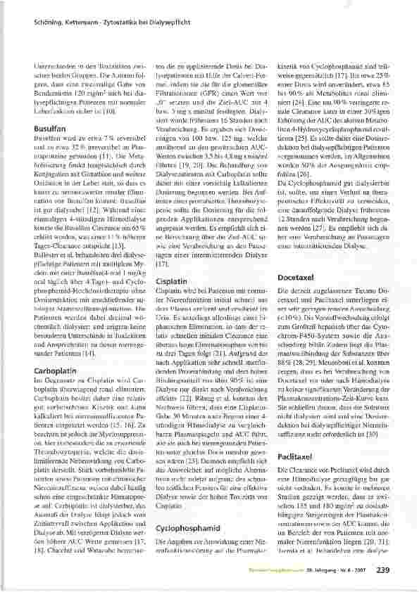 Vorschauseite 4: Zytostatika-Therapie des dialysepflichtigen Patienten