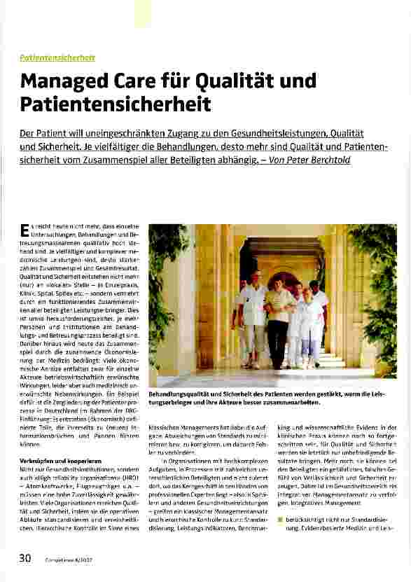 Vorschauseite 1: Managed Care für Qualität und Patientensicherheit
