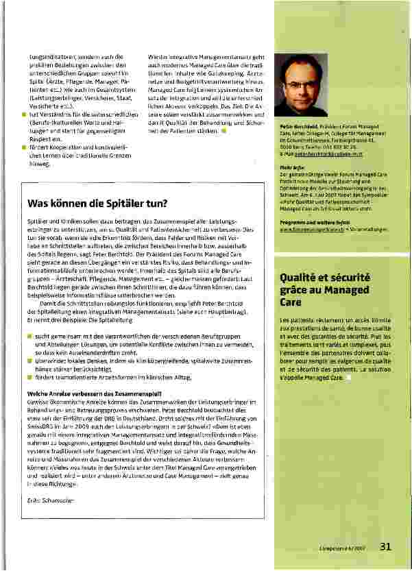 Vorschauseite 2: Managed Care für Qualität und Patientensicherheit