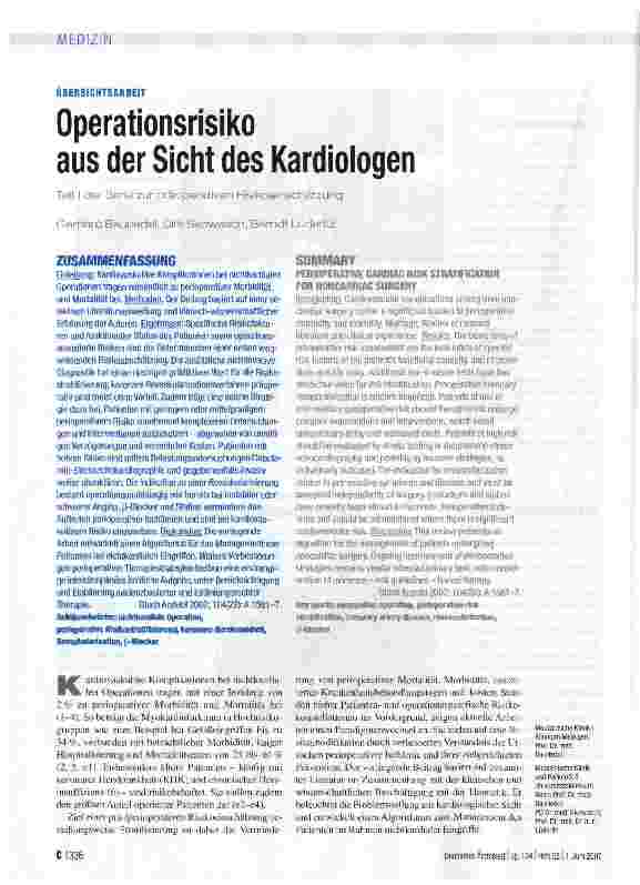Vorschauseite 1: Operationsrisiko aus der Sicht des Kardiologen