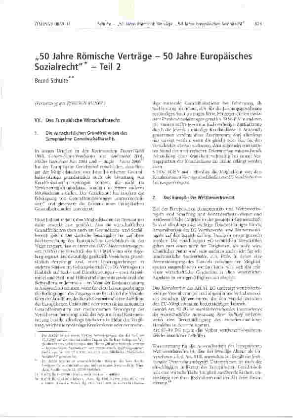Vorschauseite 1: 50 Jahre Römische Verträge - 50 Jahre Europäisches Sozialrecht* -Teil 2