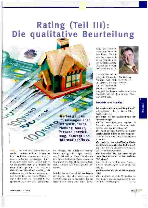 Vorschauseite 1: Rating (Teil IM): Die qualitative Beurteilung