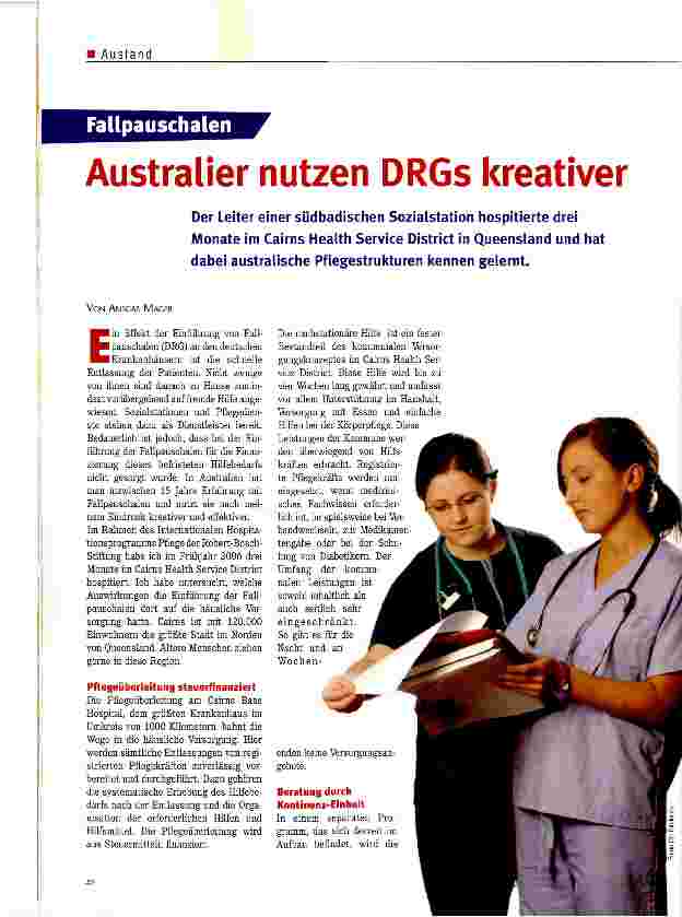 Vorschauseite 1: Australier nutzen DRGs kreativer