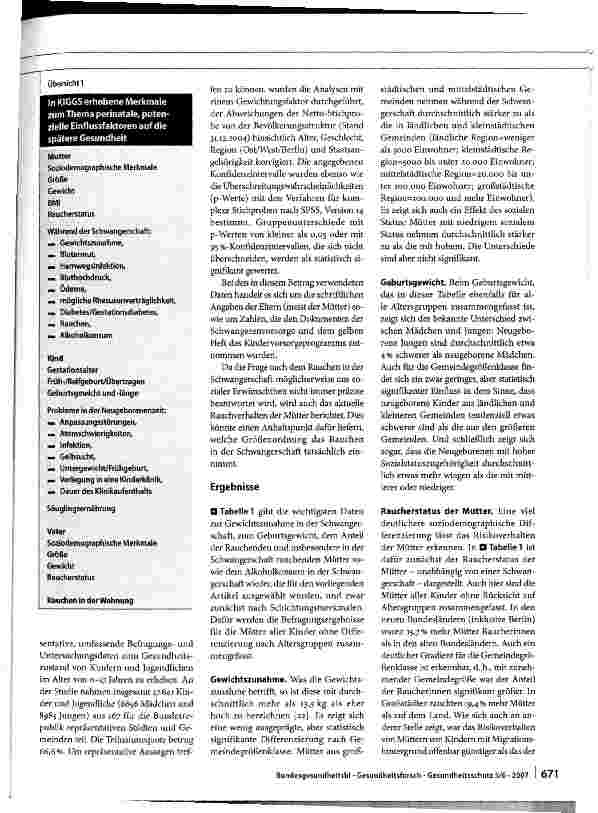 Vorschauseite 2: Perinatale Einflussfaktoren auf die spätere Gesundheit