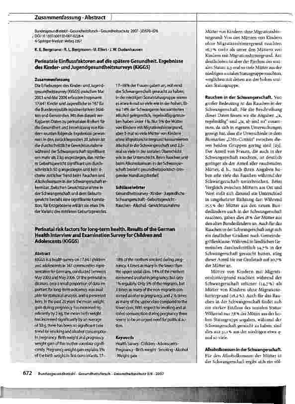 Vorschauseite 3: Perinatale Einflussfaktoren auf die spätere Gesundheit