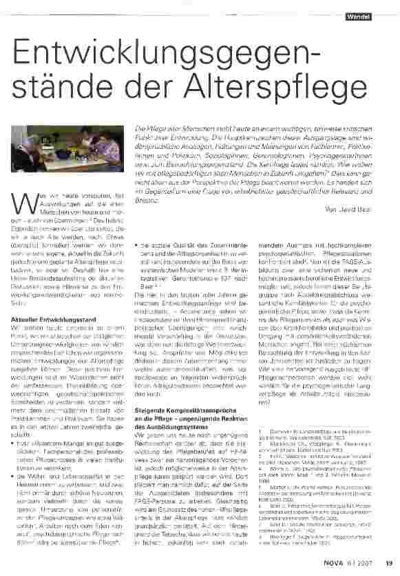 Vorschauseite 1: Entwicklungsgegenstände der Alterspflege