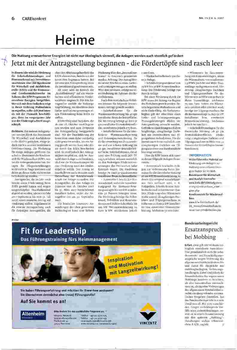 Vorschauseite 1: Jetzt mit der Antragstellung beginnen - die Fördertöpfe sind rasch leer.