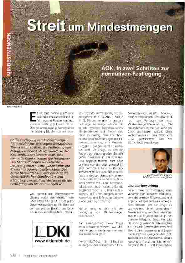 Vorschauseite 1: Streit um Mindestmengen
