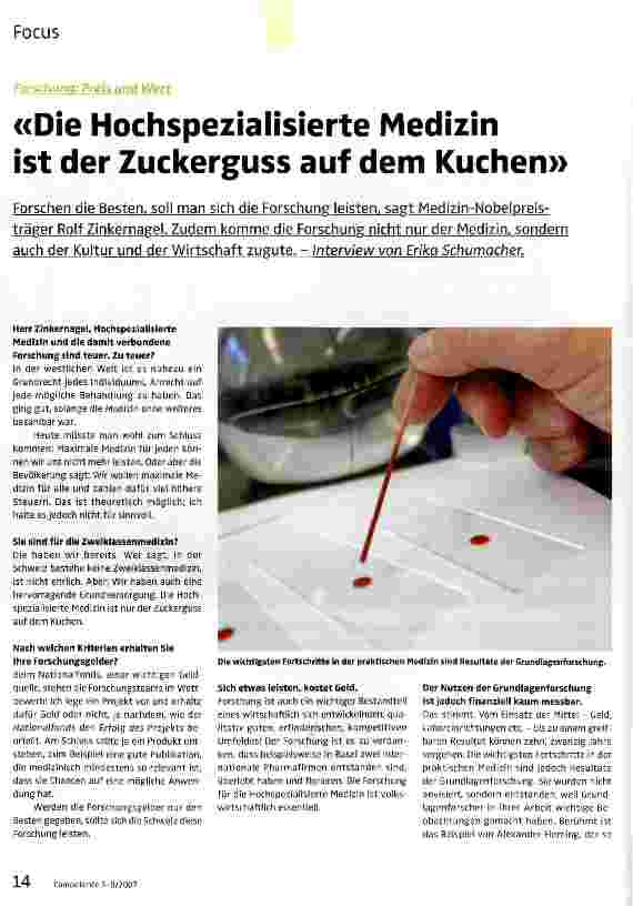 Vorschauseite 1: Die Hochspezialisierte Medizin ist der Zuckerguss auf dem Kuchen