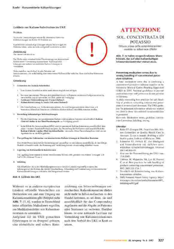 Vorschauseite 5: Vermeidung von Medikationsfehlern mit konzentrierten Kaliumlösungen