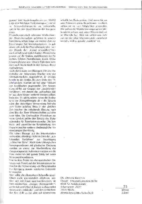Vorschauseite 2: Komplementärmedizin auf der Intensivstation- Erfahrungen eines Intensivmediziners