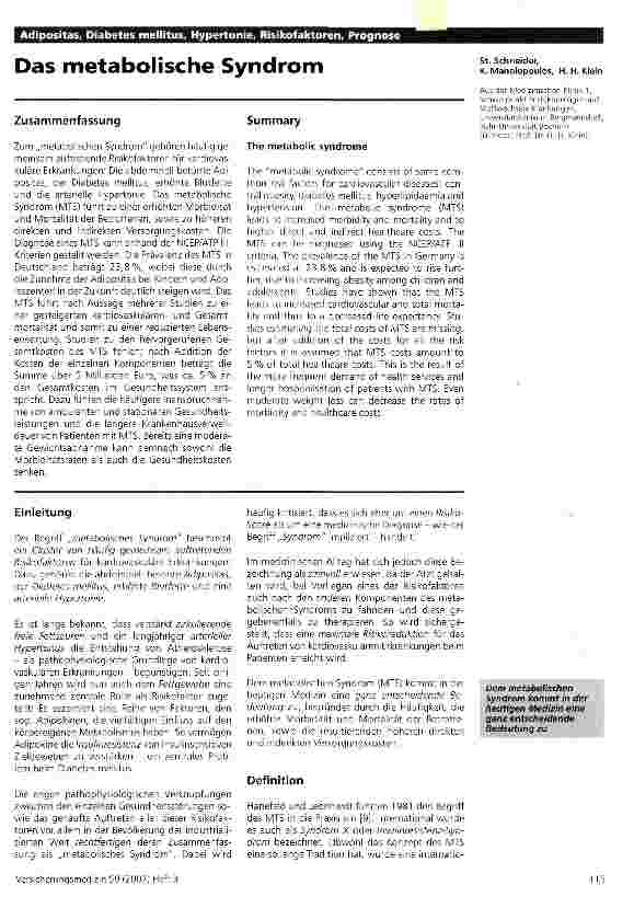 Vorschauseite 1: Das metabolische Syndrom