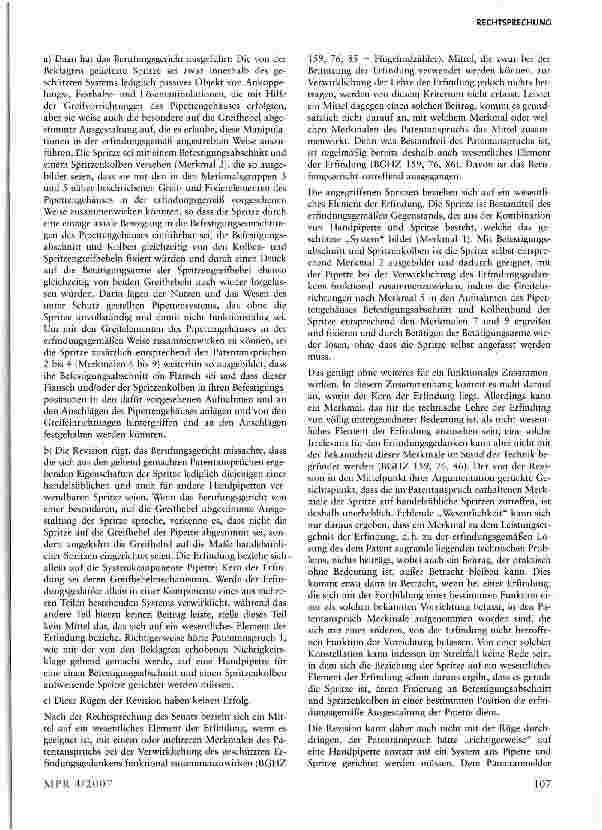 Vorschauseite 3: Pipettensystem: (nicht-)wesentliches Element der Erfindung i.S.d. §10 PatG