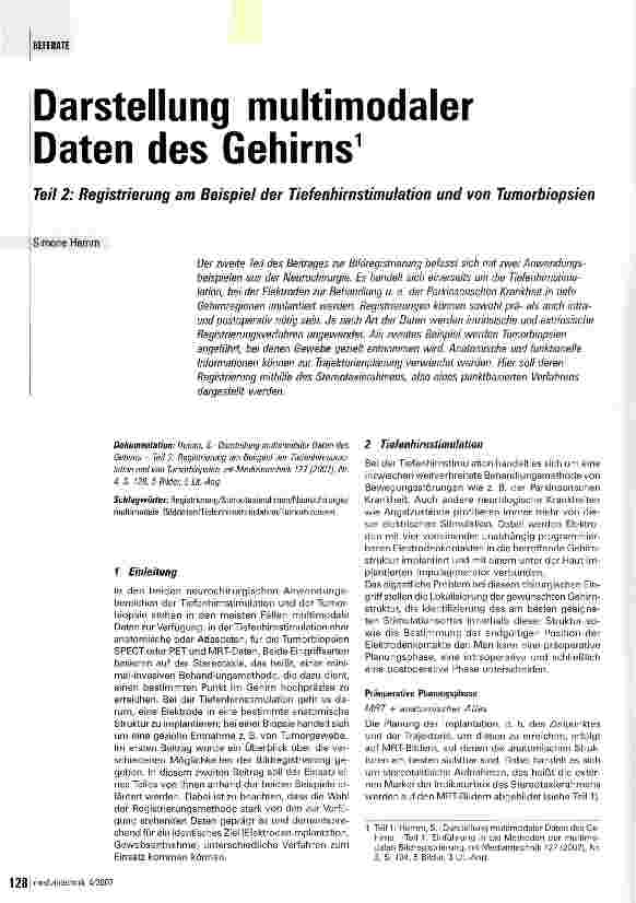 Vorschauseite 1: Darstellung multimodaler Daten des Gehirns