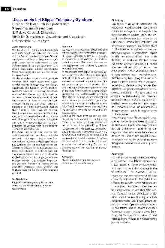 Vorschauseite 1: UIcus cruris bei Klippel-Trenaunay-Syndrom