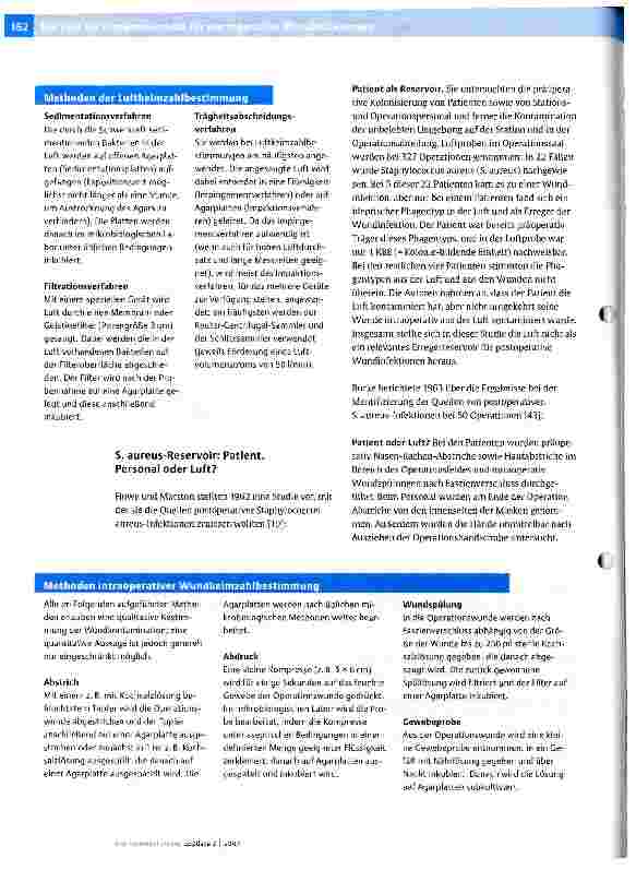 Vorschauseite 2: Die Luft als Erregerreservoir für postoperative WundinfektionenTeil 2. welche Hinweise geben mikorobiologische Studien?