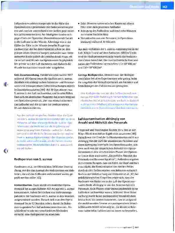 Vorschauseite 3: Die Luft als Erregerreservoir für postoperative WundinfektionenTeil 2. welche Hinweise geben mikorobiologische Studien?