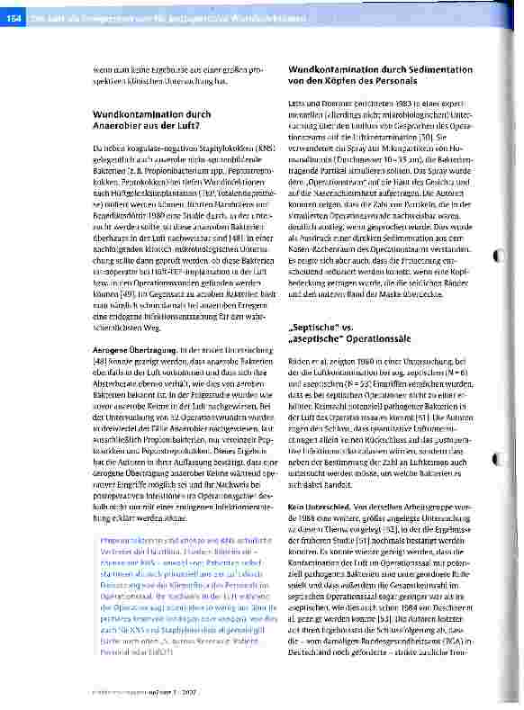 Vorschauseite 4: Die Luft als Erregerreservoir für postoperative WundinfektionenTeil 2. welche Hinweise geben mikorobiologische Studien?