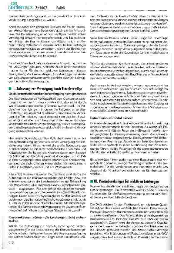 Vorschauseite 2: DKG: Für den Wettbewerb um beste Qualität