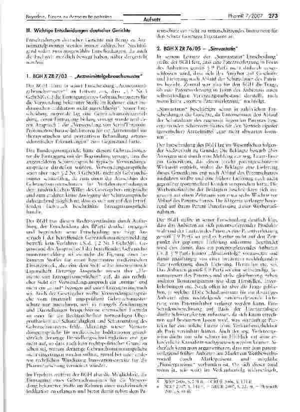 Vorschauseite 3: Neues zu Arzneimittelpatenten im europäischen und deutschen Recht